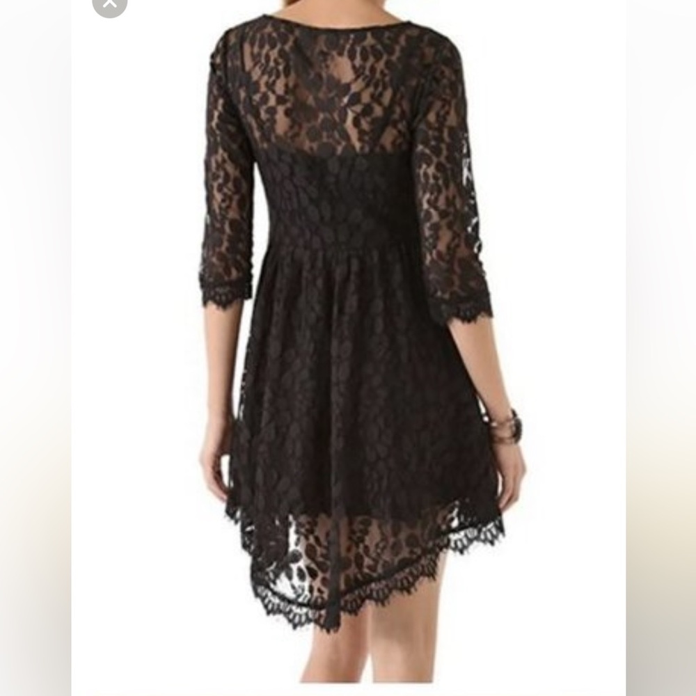 Free People Black Floral Lace Mesh Dress size 6 - Picture 2 of 9